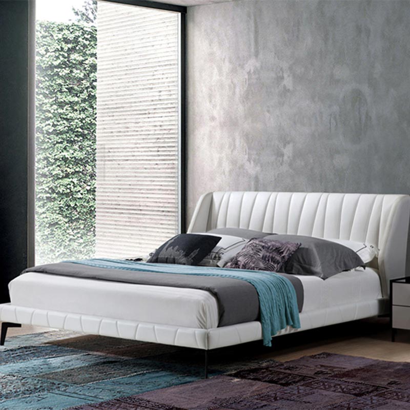 Pat moale din lemn de pin și piele ecologică